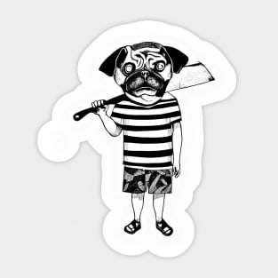 Pugsley the Pug Cleaving Time Sticker